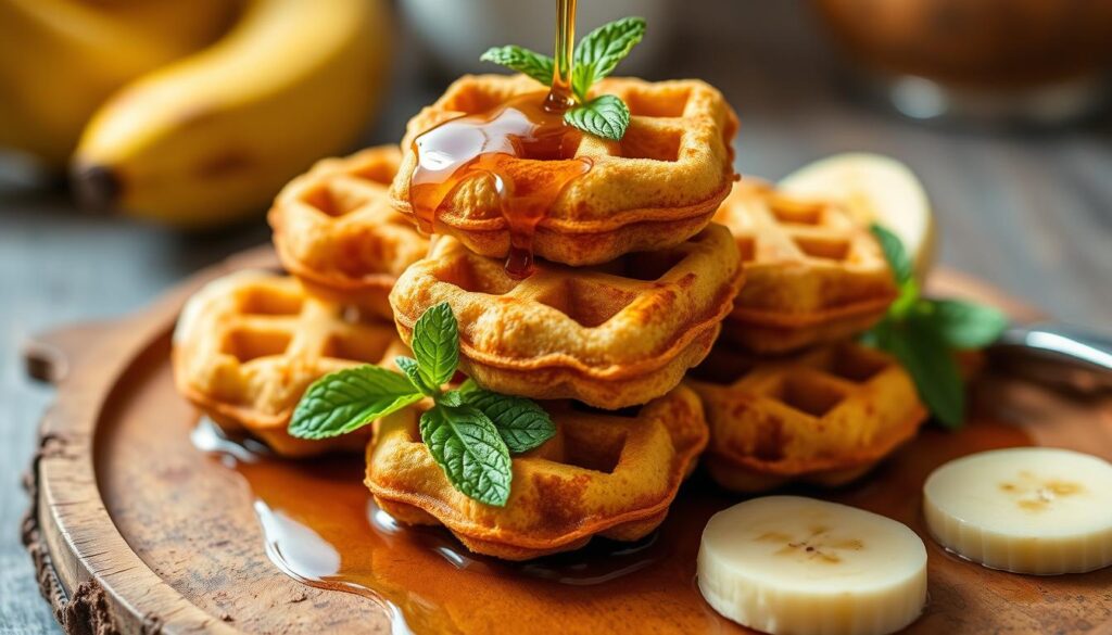 Mini Waffled Banana Bread Bites