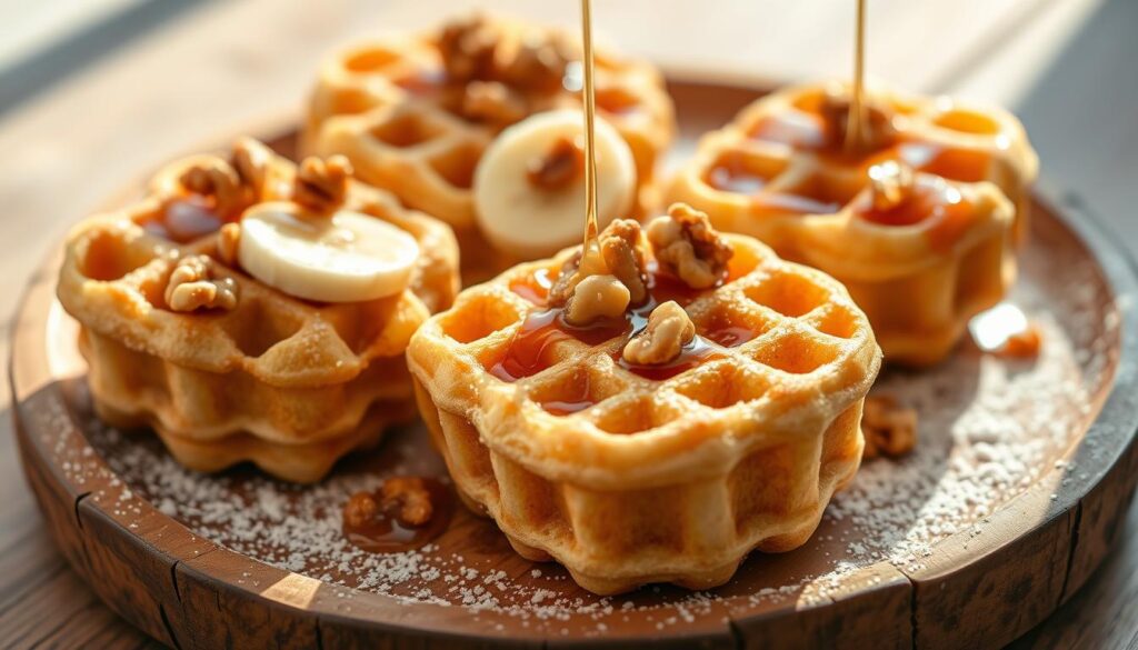 Mini Waffled Banana Bread Bites