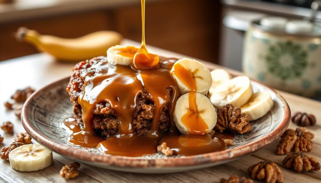 Banana and Walnut Sticky Toffee Pudding