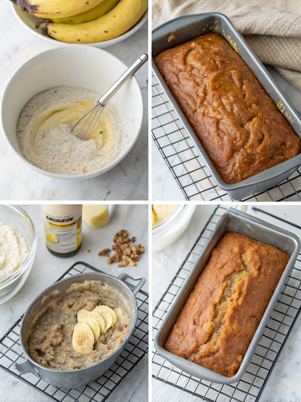 banana bread breakfast preparing steps