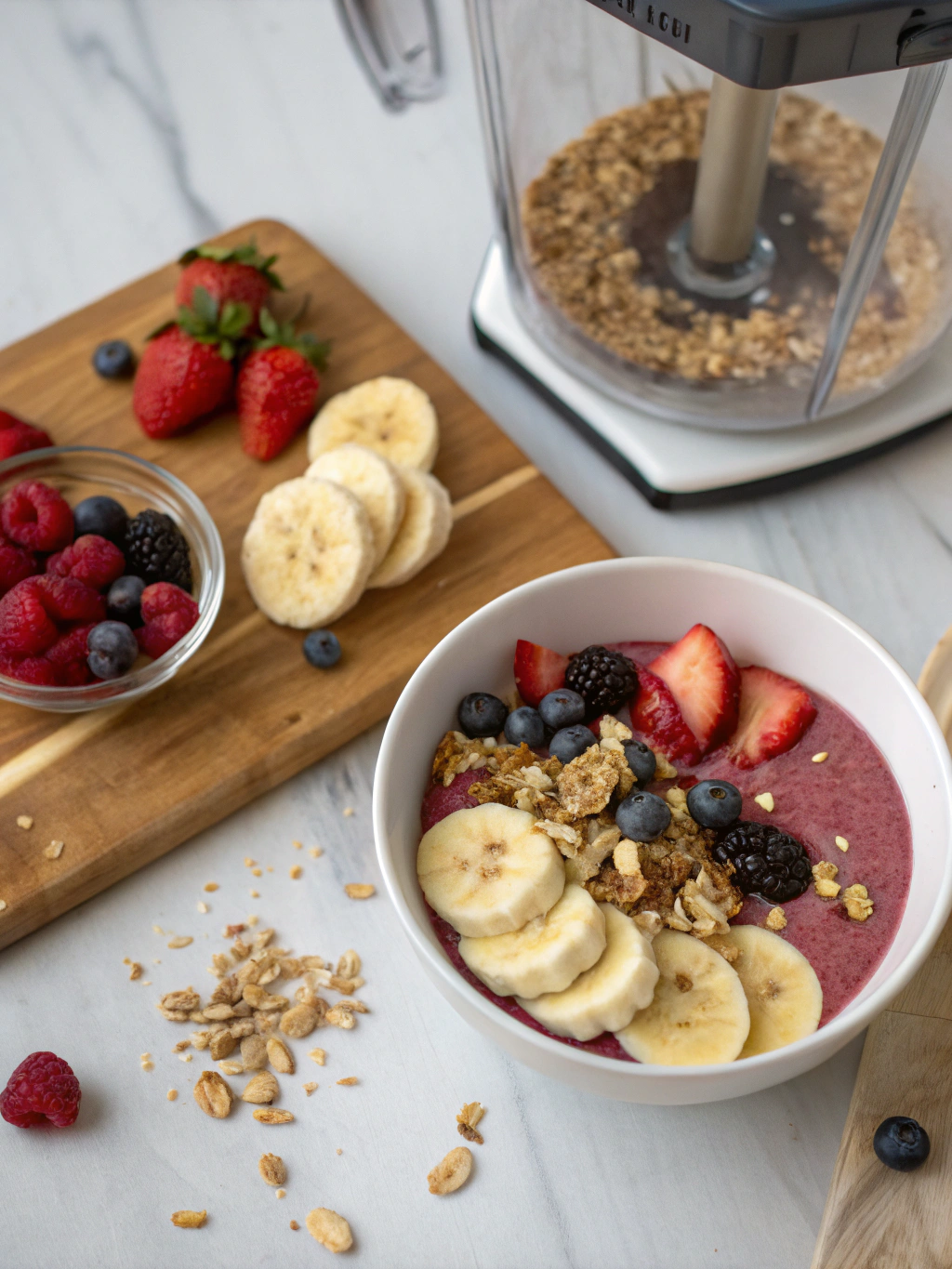 banana smoothie bowl preparing steps