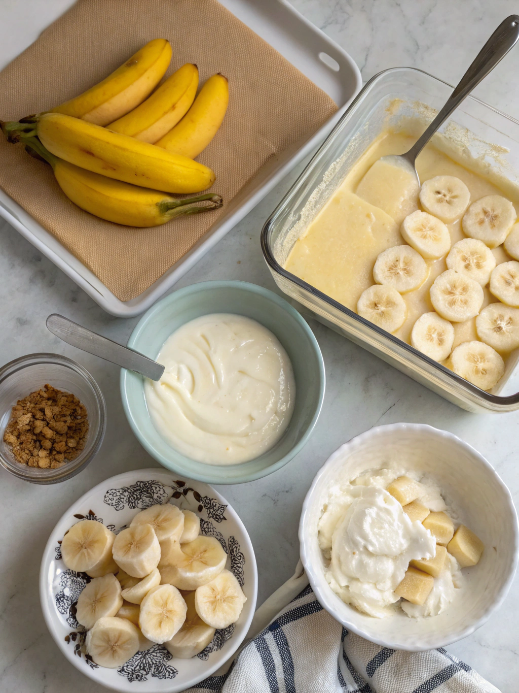 banana breakfast pudding preparing steps