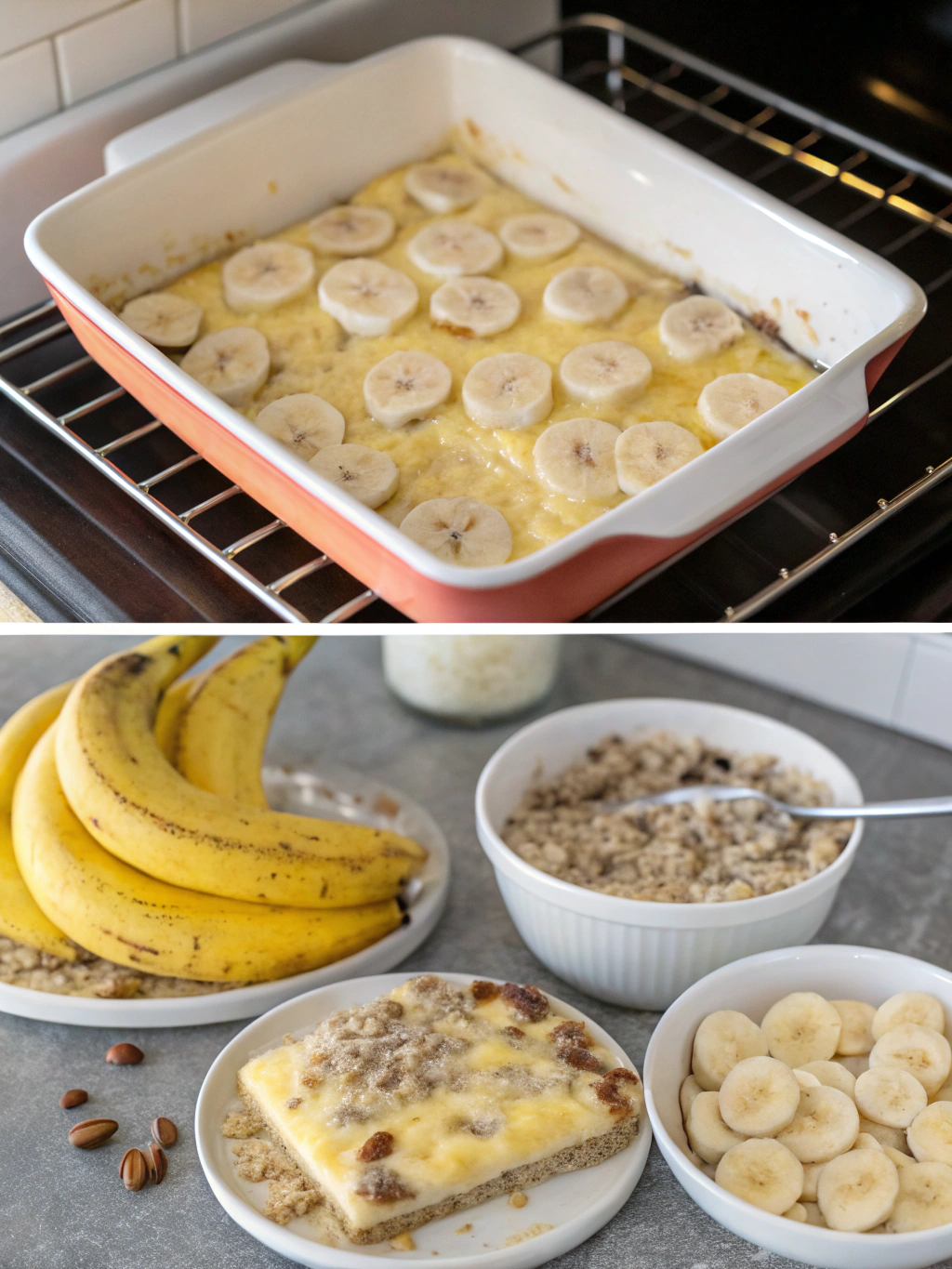 banana breakfast casserole preparing steps