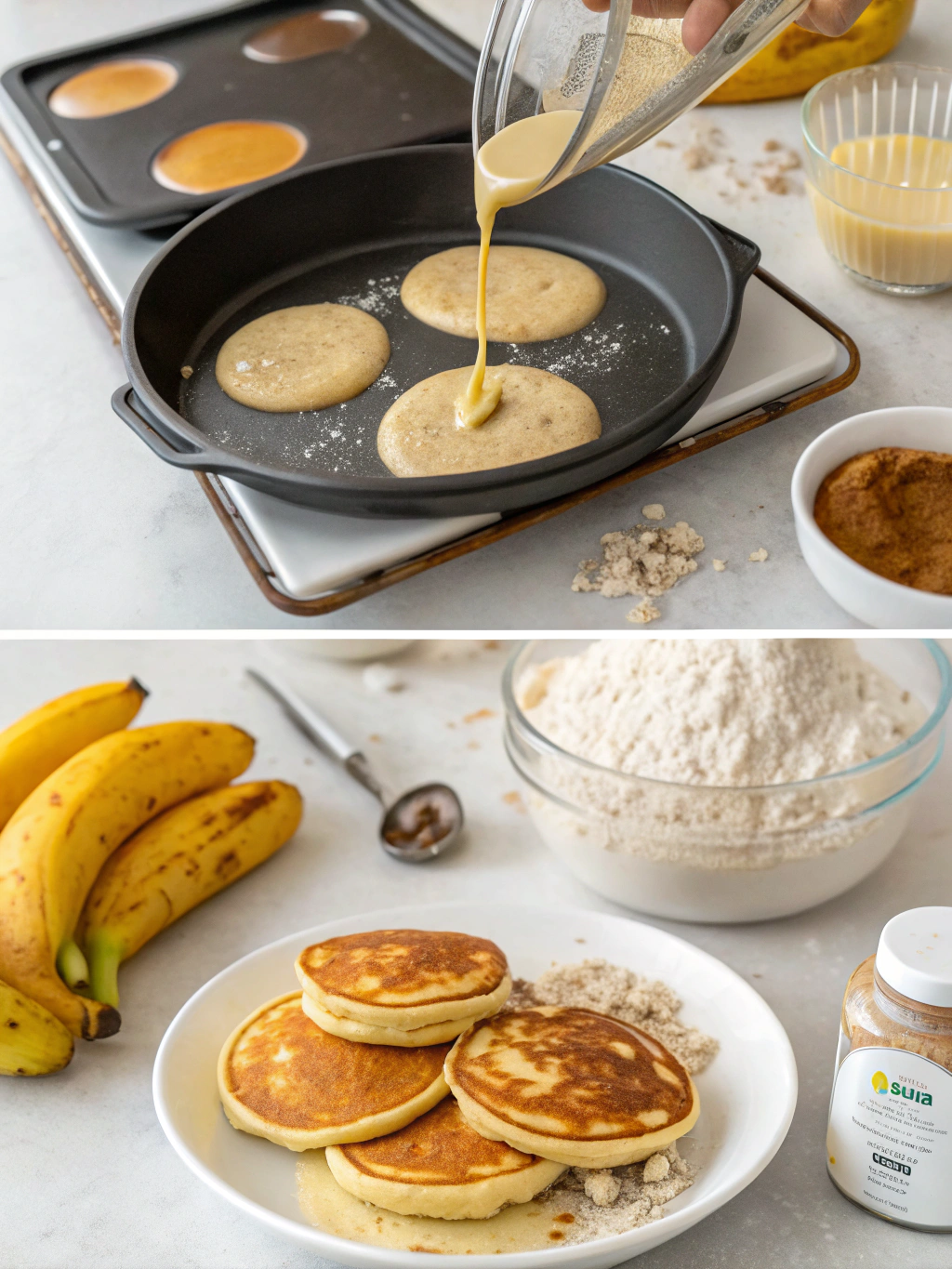 banana protein pancakes preparing steps