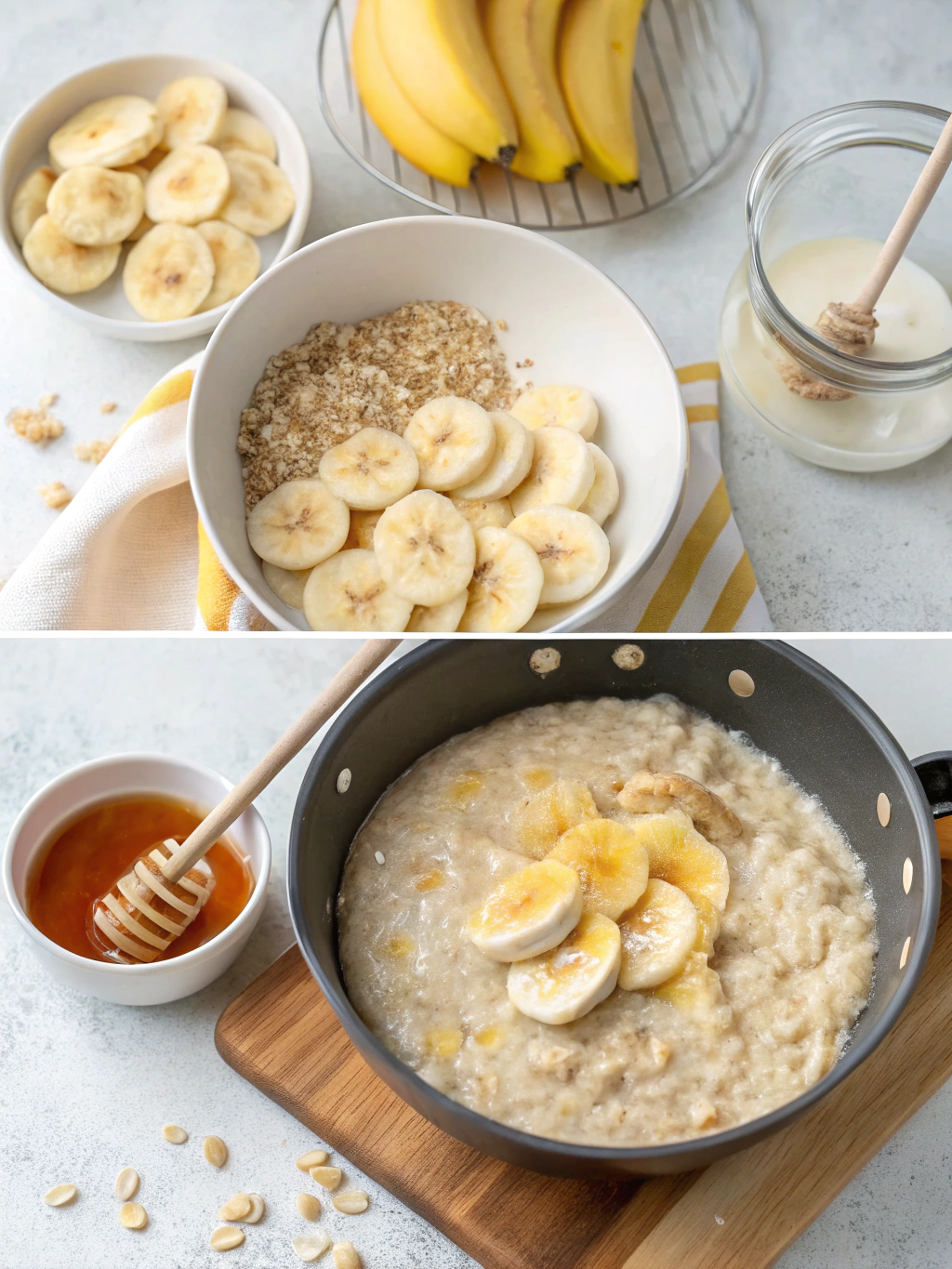banana breakfast porridge preparing steps