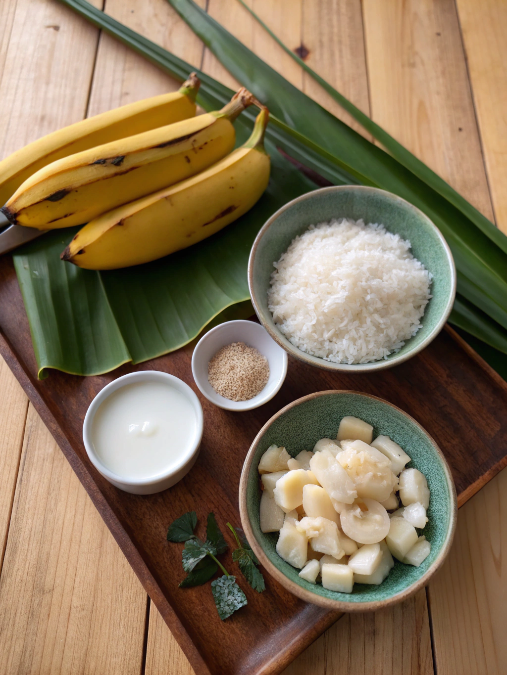 banana sticky rice dessert ingredients