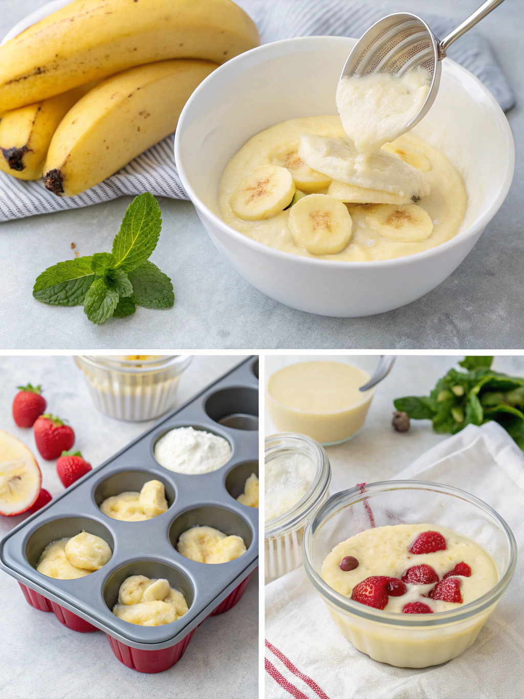 banana panna cotta preparing steps